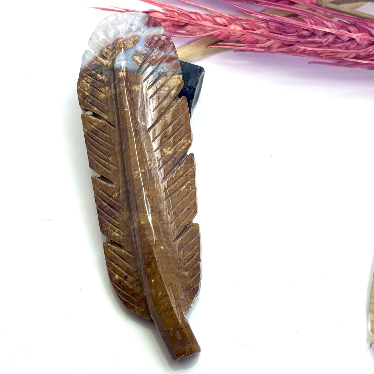 Indian Paint Stone - Feather Carving