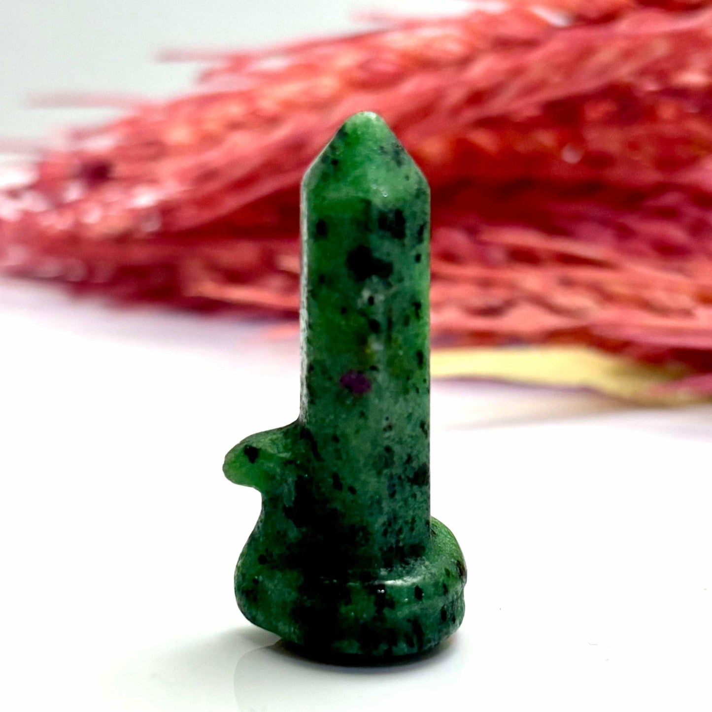 Ruby Fuchsite Snake around Point - Carving