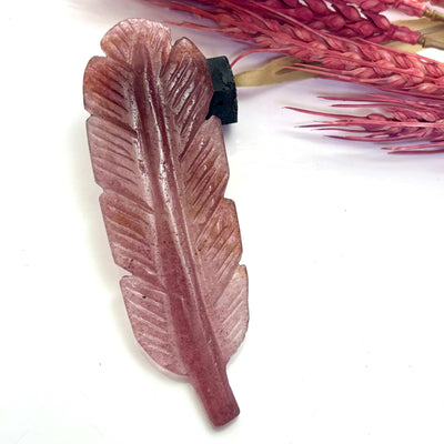Cherry Quartz - Feather Carving