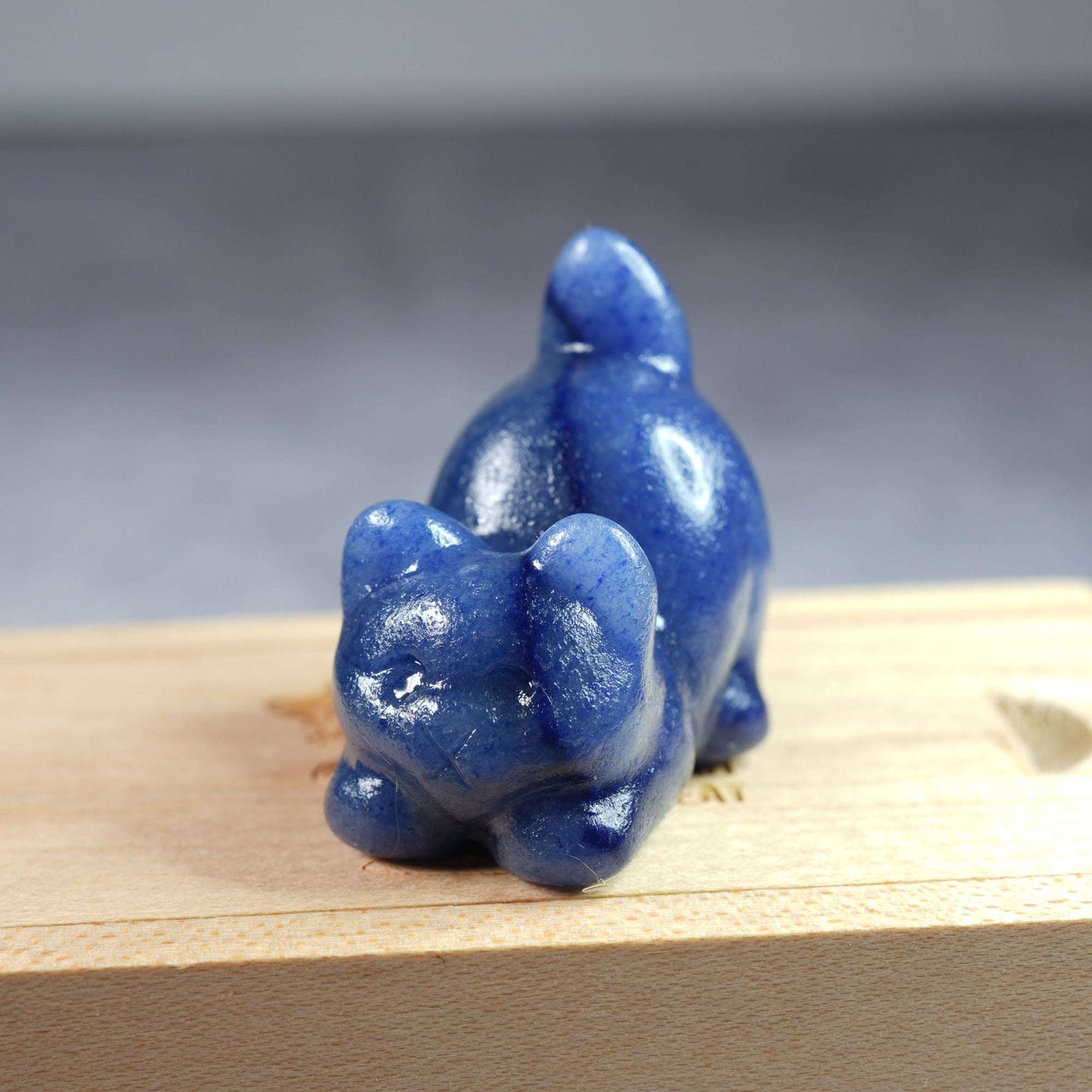 Blue Quartz Kitty - Carving