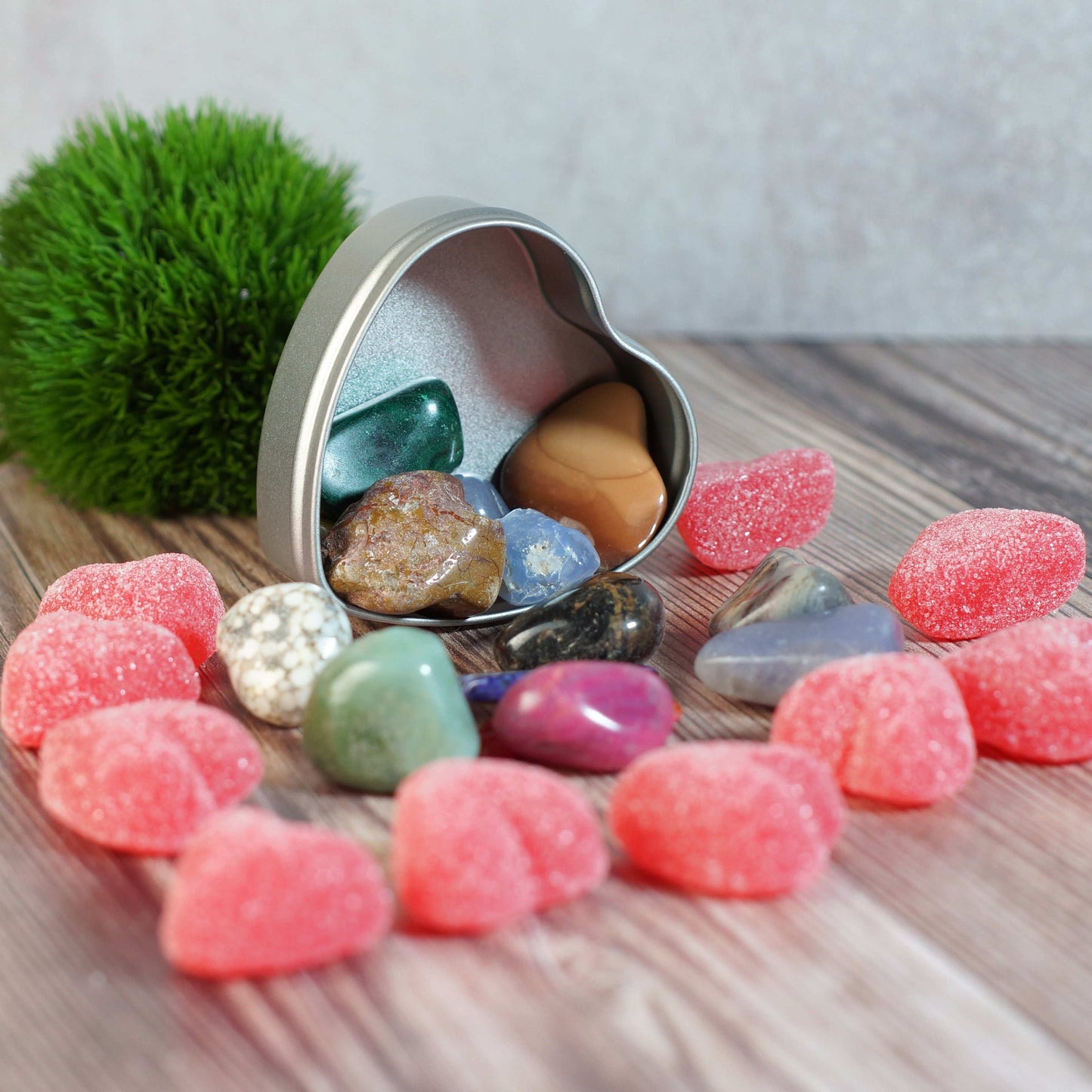 Heart Tin of Tumbled Stones - Valentine’s Favor