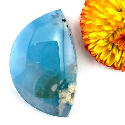 Blooming Quartz on Blue Backing Intarsia - Cabochon
