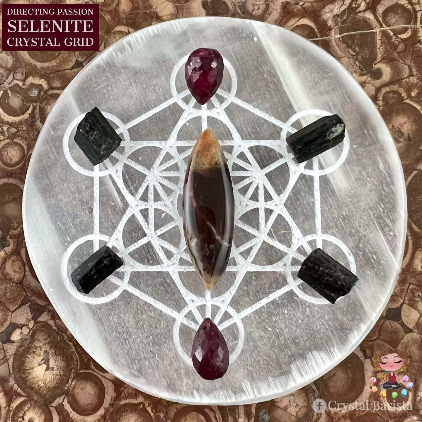 Directing Passion Grid - 3" Selenite Crystal Grid
