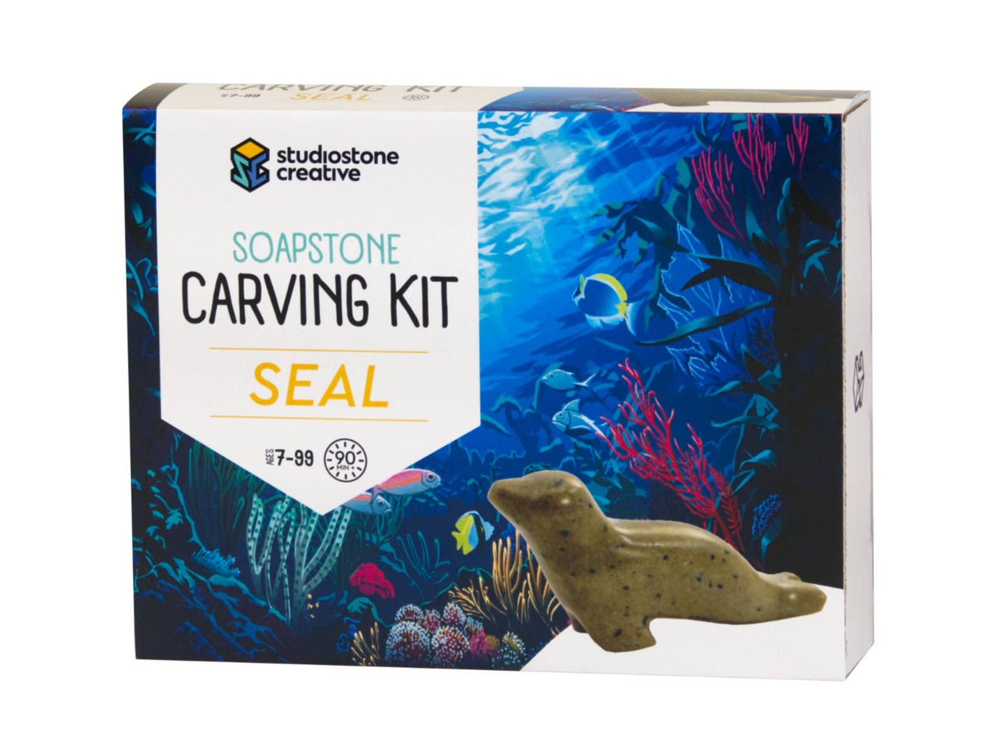 Seal Soapstone Carving and Whittling—DIY Arts and Craft Kit. All Kid-Safe Tools and Materials Included. For kids and adults 8 to 99+ Years.