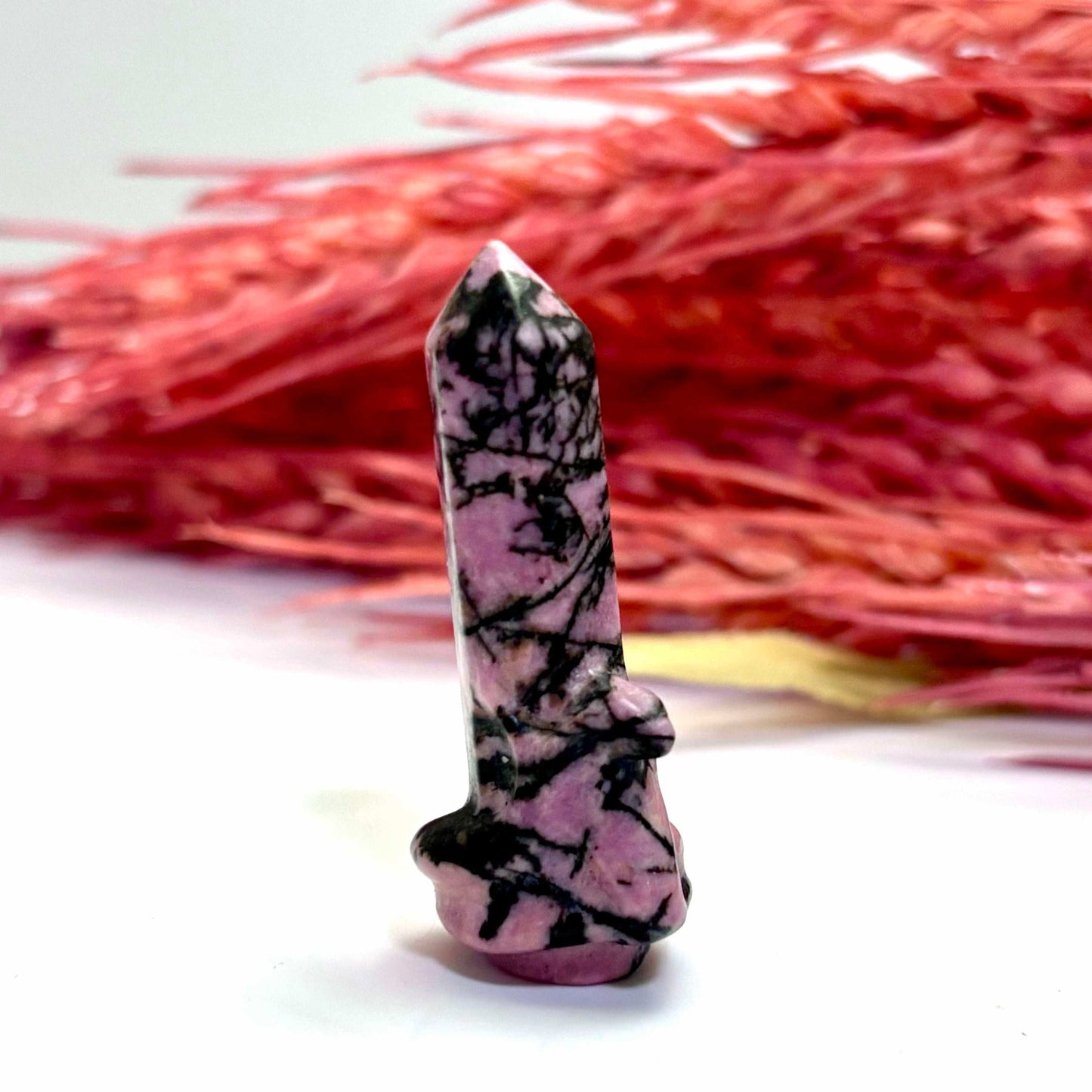 Rhodonite Snake Wrapped Around a Point - Carving