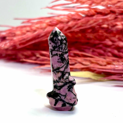 Rhodonite Snake Wrapped Around a Point - Carving