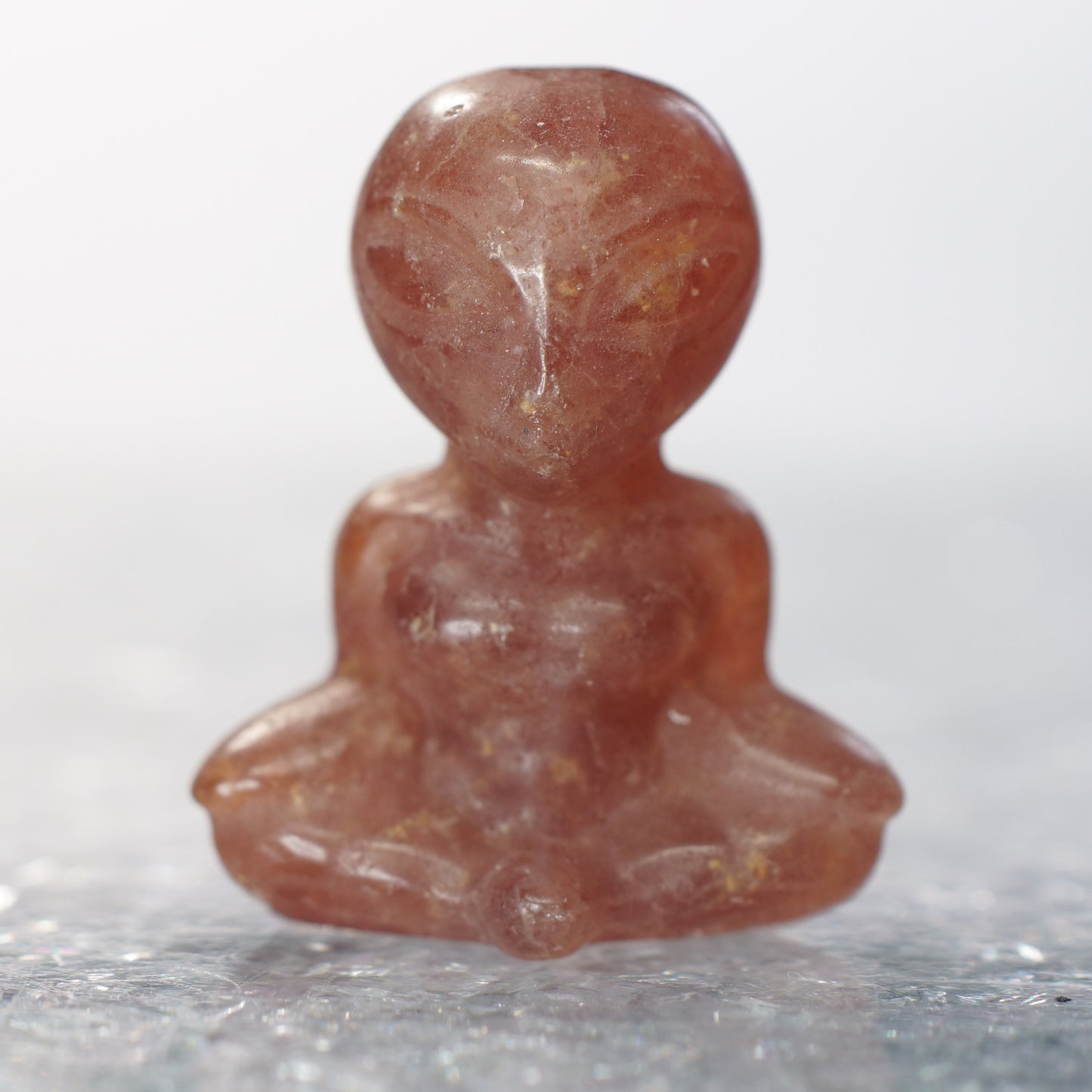 Cherry Quartz Meditating Alien - 1.75” Carving