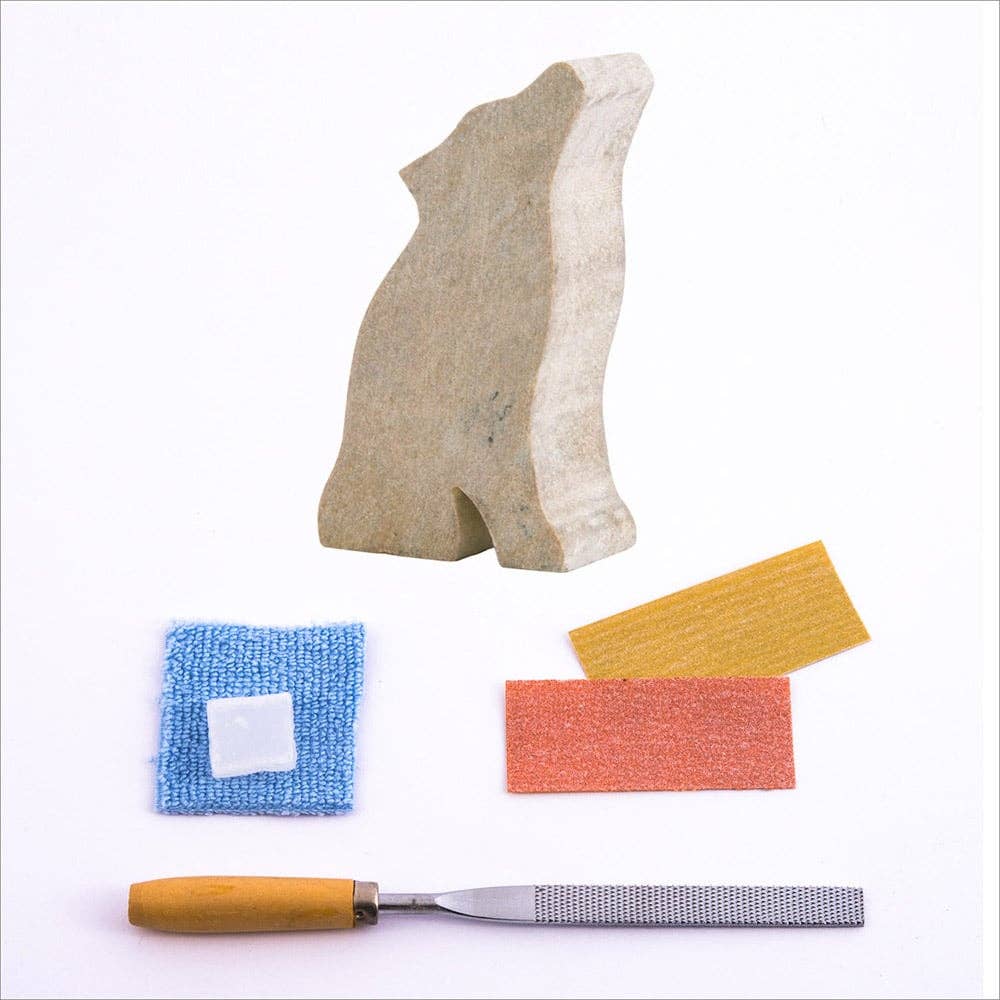 Wolf Soapstone Carving and Whittling—DIY Arts and Craft Kit. All Kid-Safe Tools and Materials Included. For kids and adults 8 to 99+ Years.