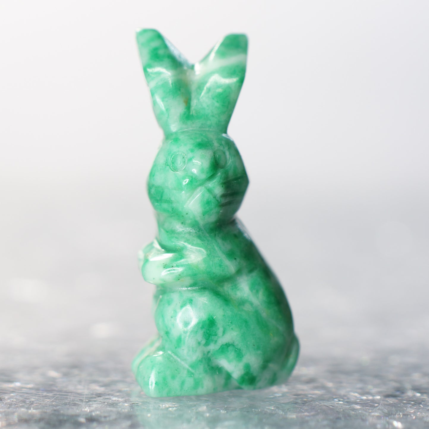 Mottled Jade Bunny - 1.25” Carving