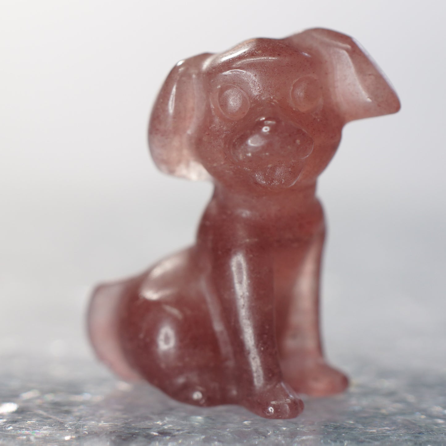 Cherry Quartz Puppy - 1.75” Carving