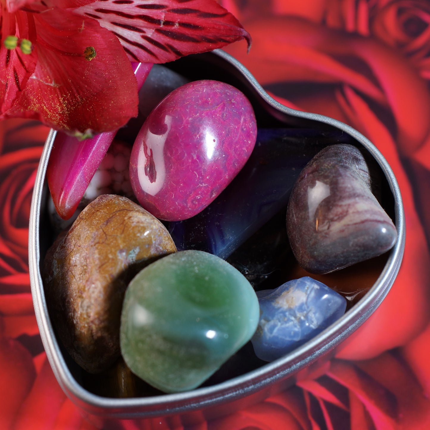 Heart Tin of Tumbled Stones - Valentine’s Favor