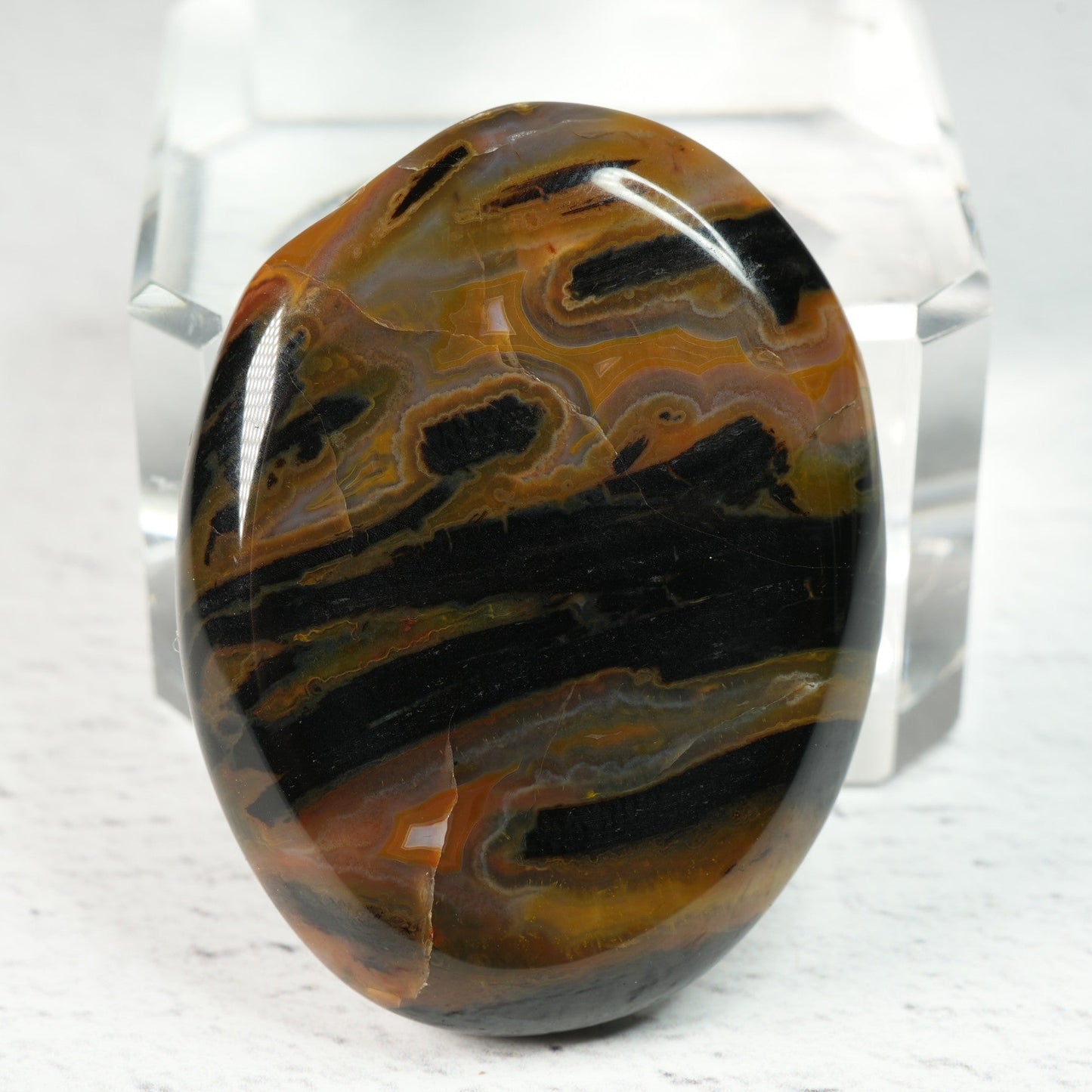 Black Tube Agate - Cabochon