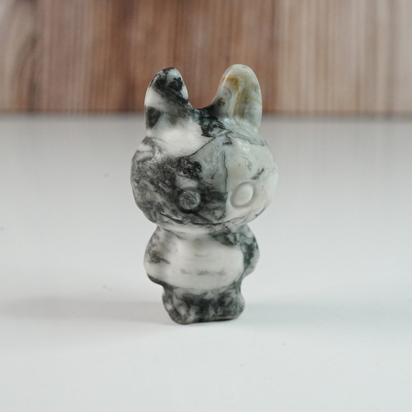 Black & White Jasper Labubu - Carving