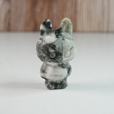 Black & White Jasper Labubu - Carving