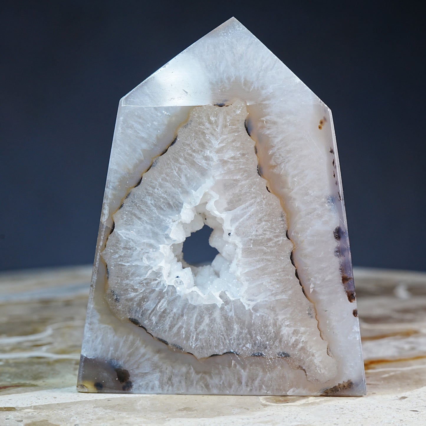 Lace Chalcedony Geode - Tower