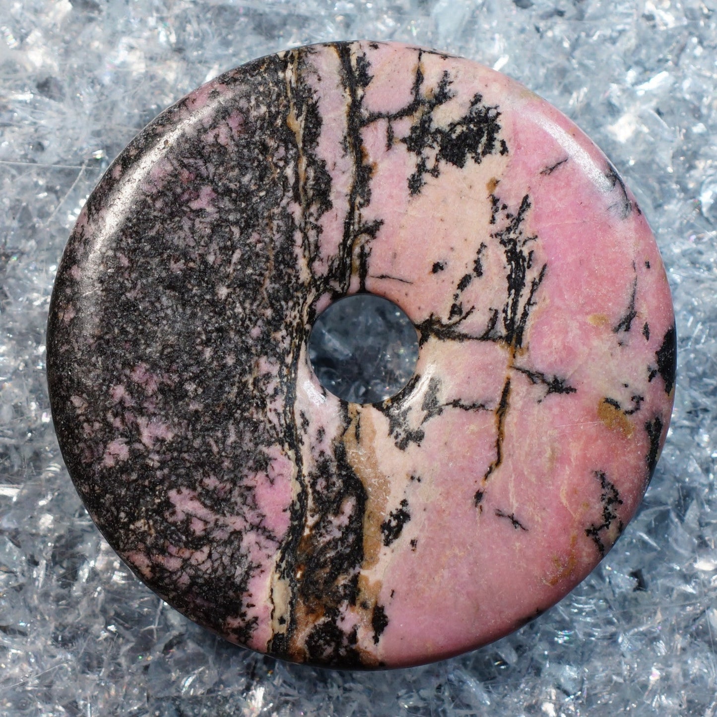 Rhodonite Stone Donut or Pi Stone