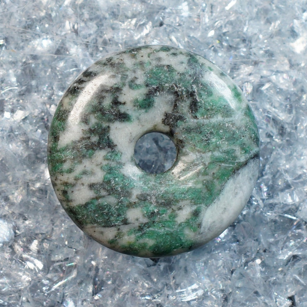 Malachite in Quartz - Stone Donut or Pi Stone