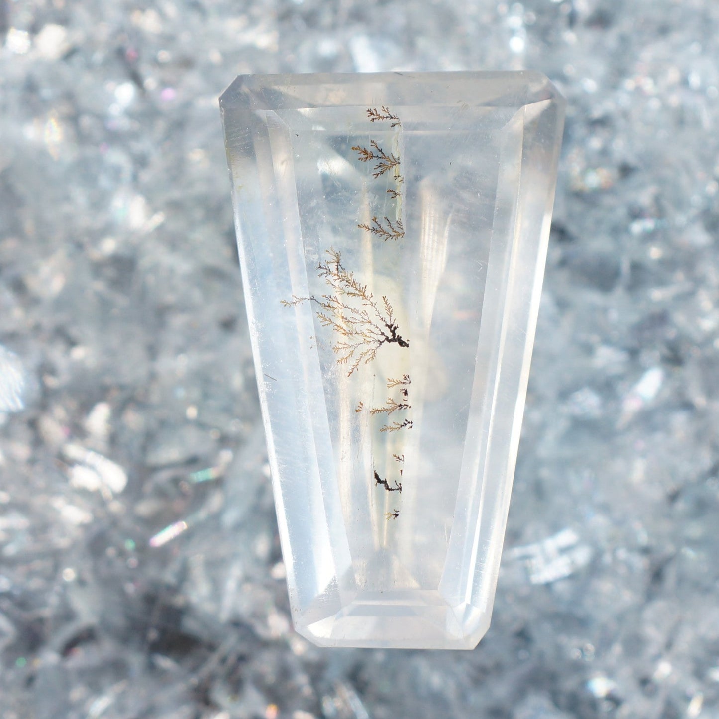 Dendritic Quartz Crystal Cut into a Gemstone 