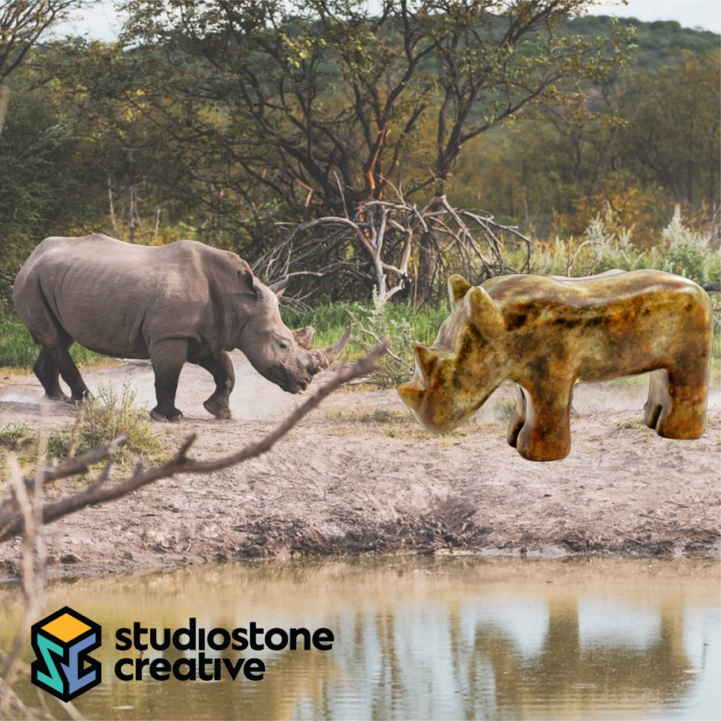 Rhino Soapstone Carving and Whittling—DIY Arts and Craft Kit. All Kid-Safe Tools and Materials Included. For kids and adults 8 to 99+ Years.