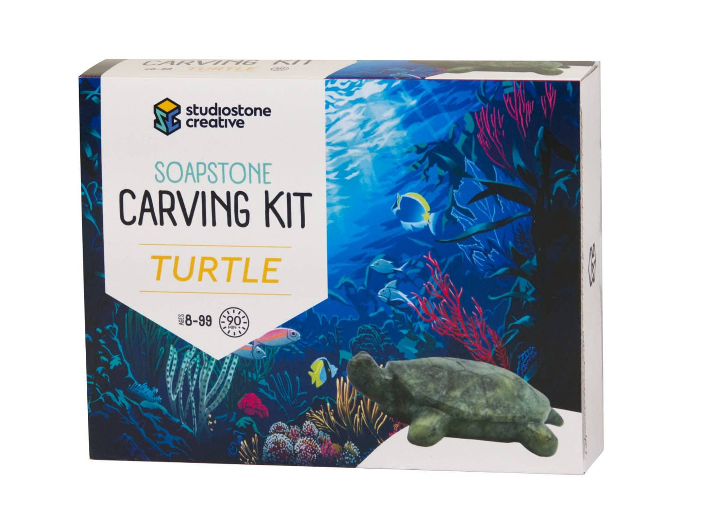 Turtle Soapstone Carving & Whittling—DIY Arts and Craft Kit. All Kid-Safe Tools and Materials Included. For kids and adults 8 to 99+ Years.