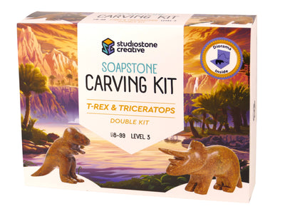 T-REX & TRICERATOPS Soapstone Carving Kit—DIY Art & craft