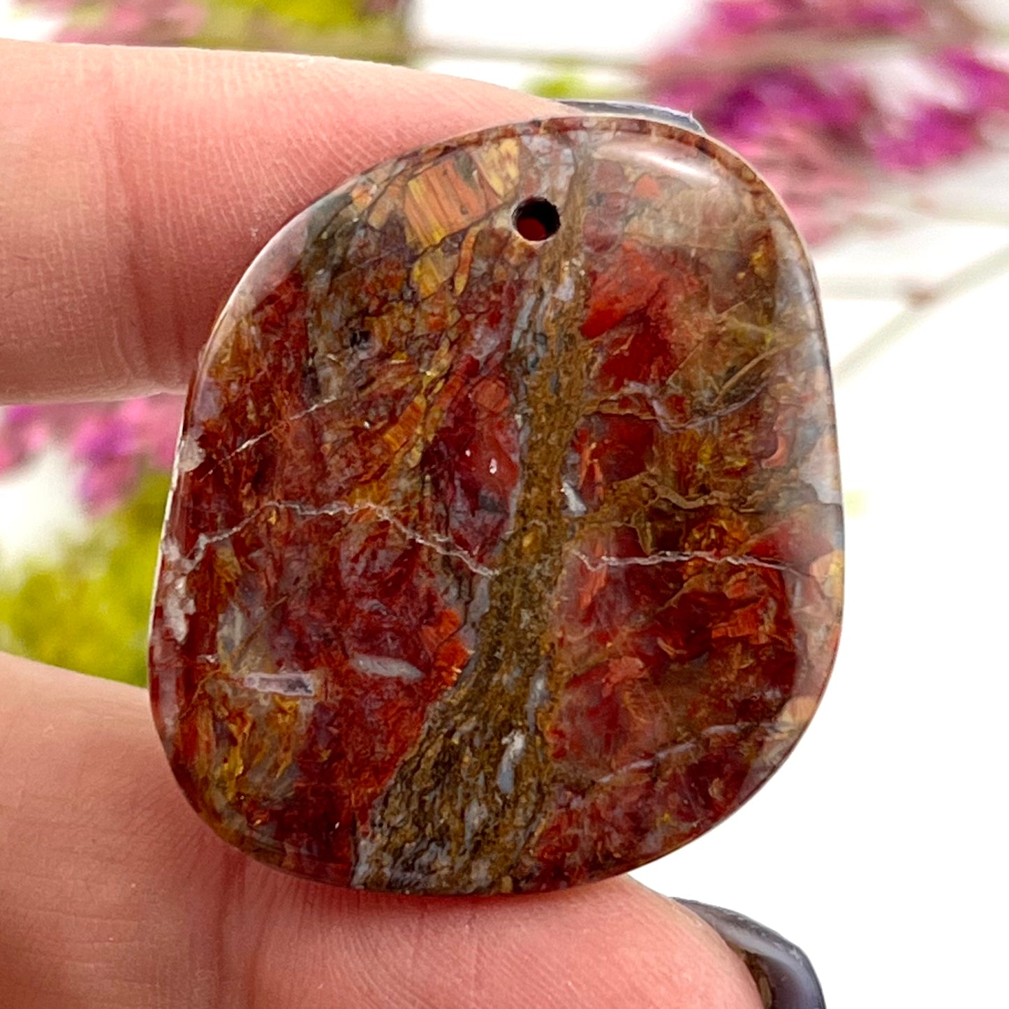 Red Pietersite - Drilled Cabochon