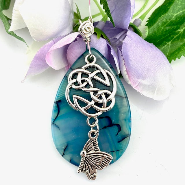 Dragon Scale Agate Drop in Sterling Silver - Pendant