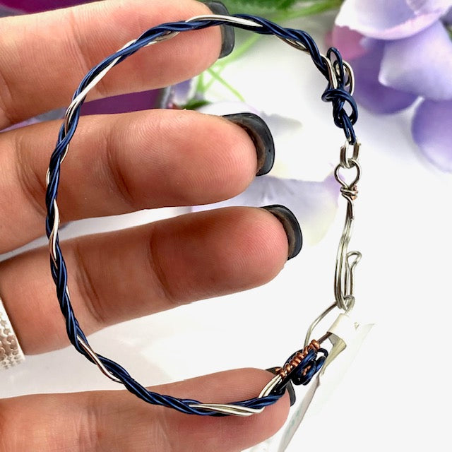 Blue & Silver Metal Twist Bracelet